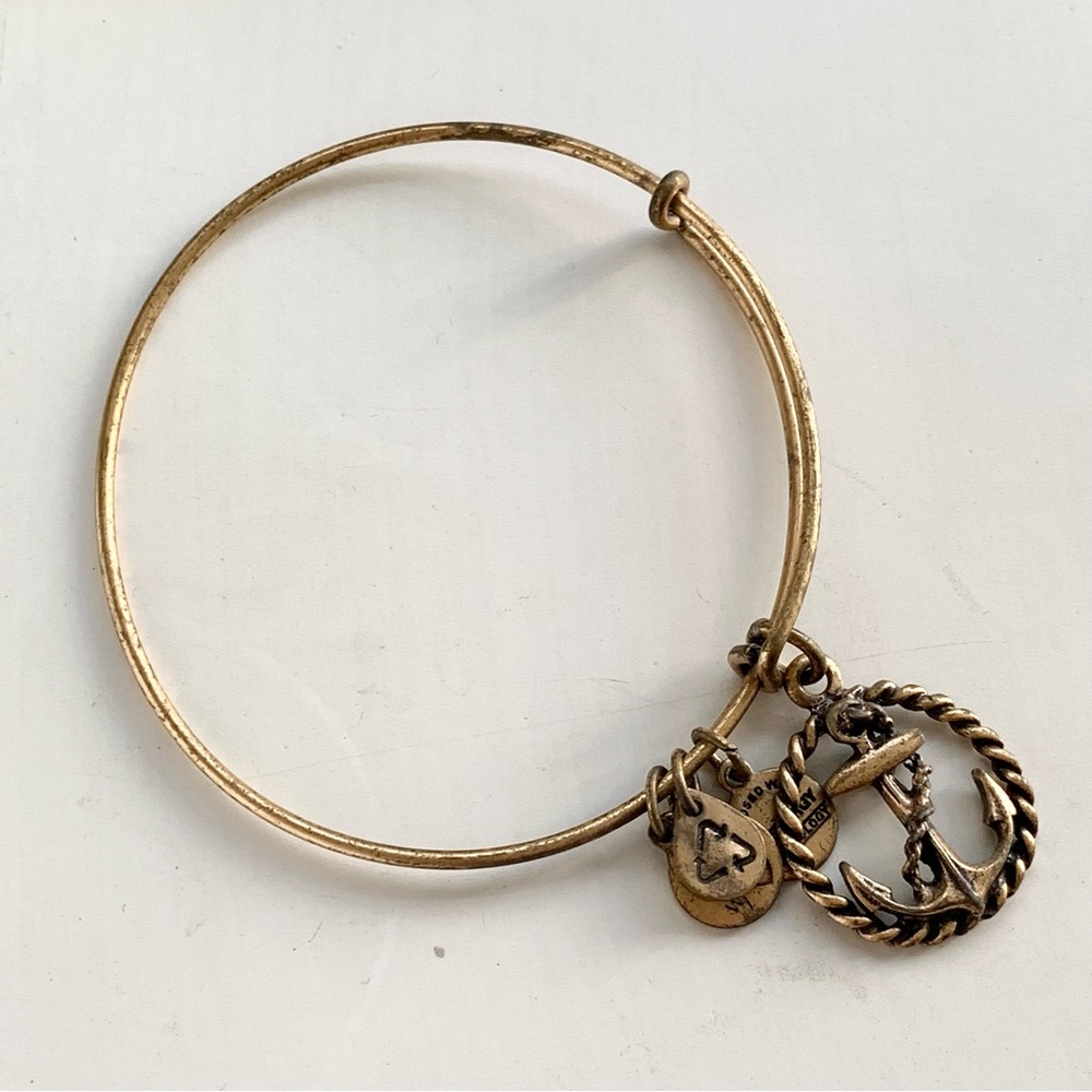 Alex and Ani Gold Anchor Charm Bangle Bracelet Nautical Beach Preppy Summer Y2K